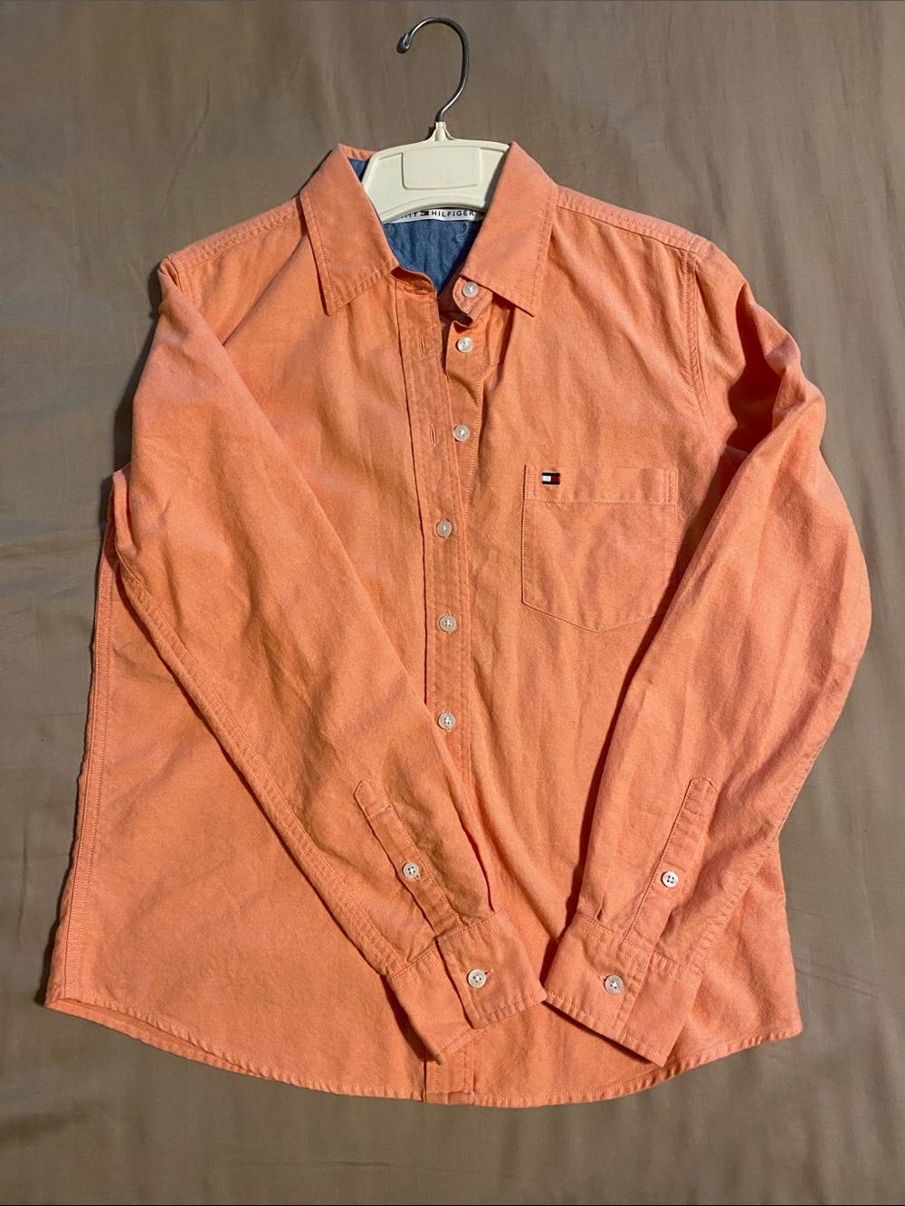 Tommy Hilfiger Women’s  Coral-Orange Long Sleeve Button-Down Shirt